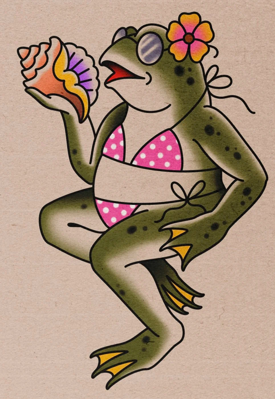 Bikini Frog flash design by Lilith Jacobs