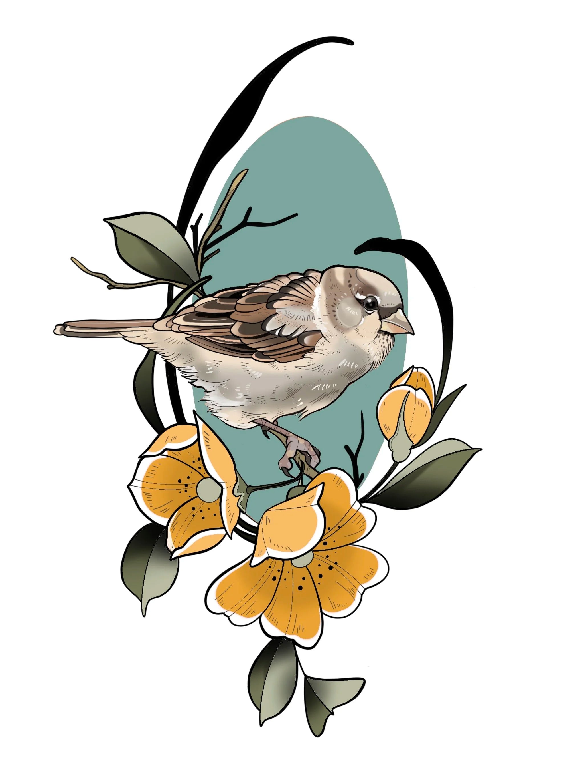 Bird 1 flash design by Mel Perlman