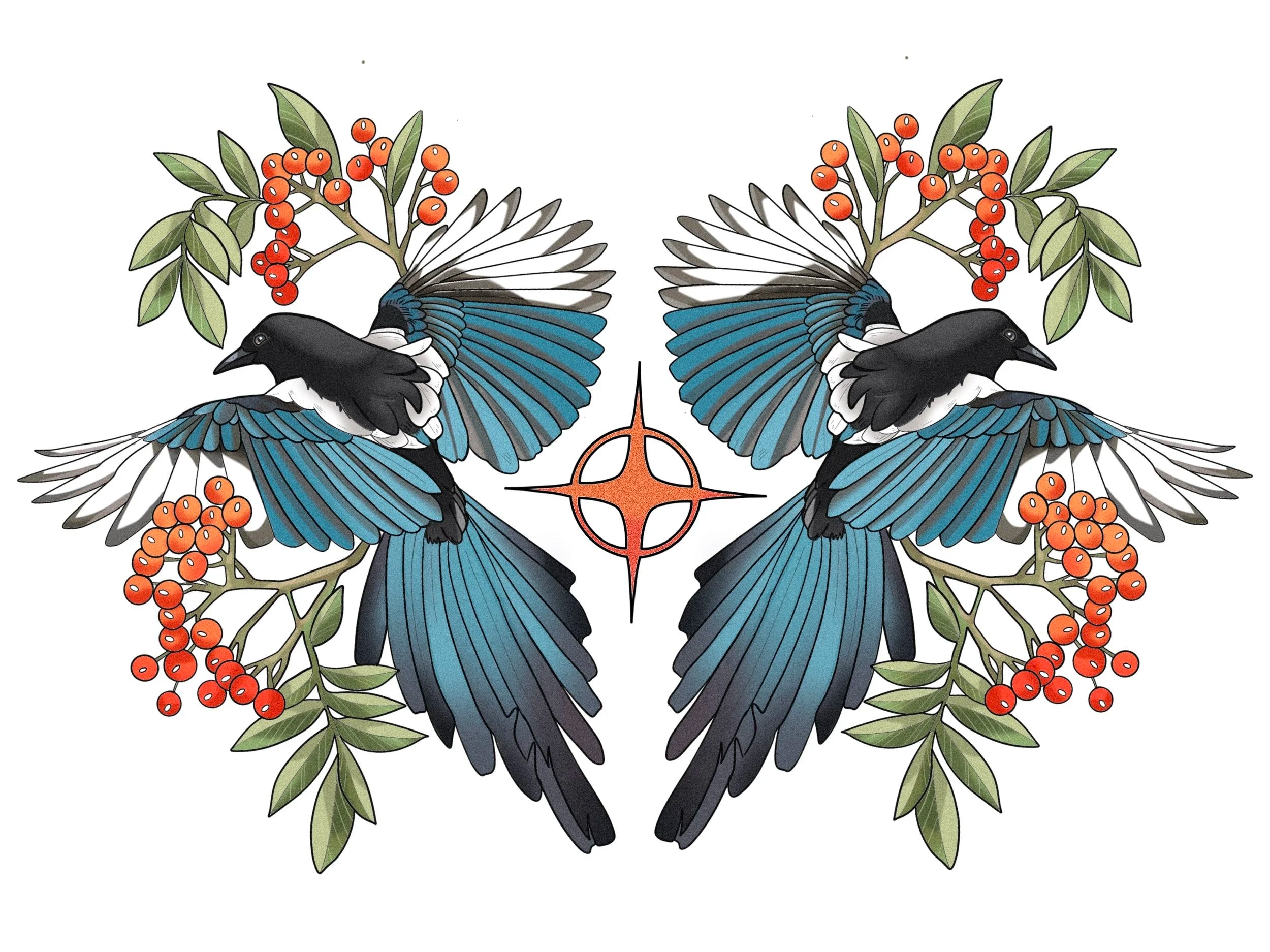 Birds and Berries flash design by Mel Perlman