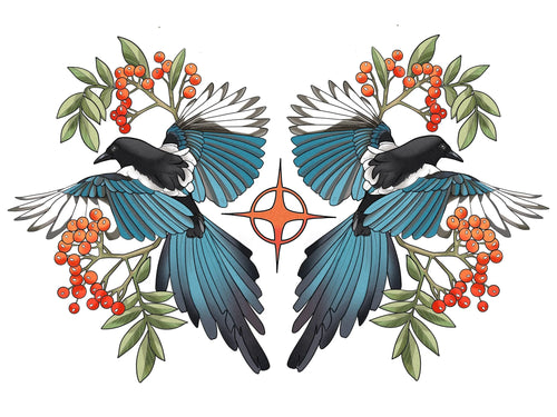 Birds and Berries flash design by Mel Perlman