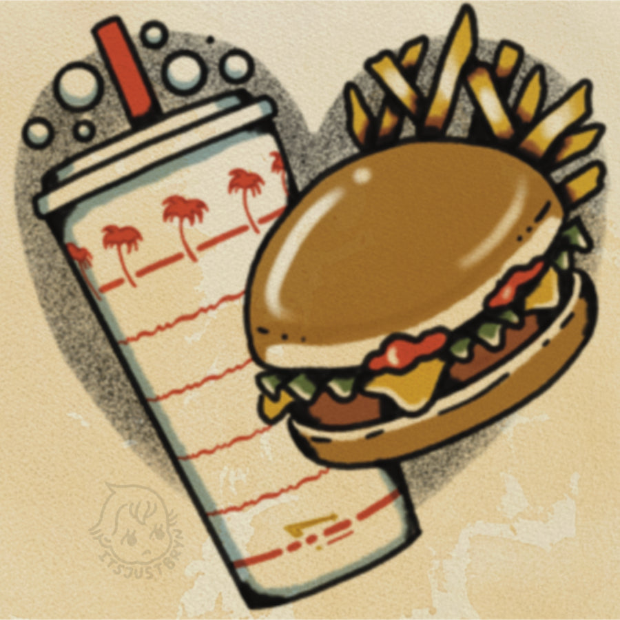 Burger flash design by Bryn Riihimaki