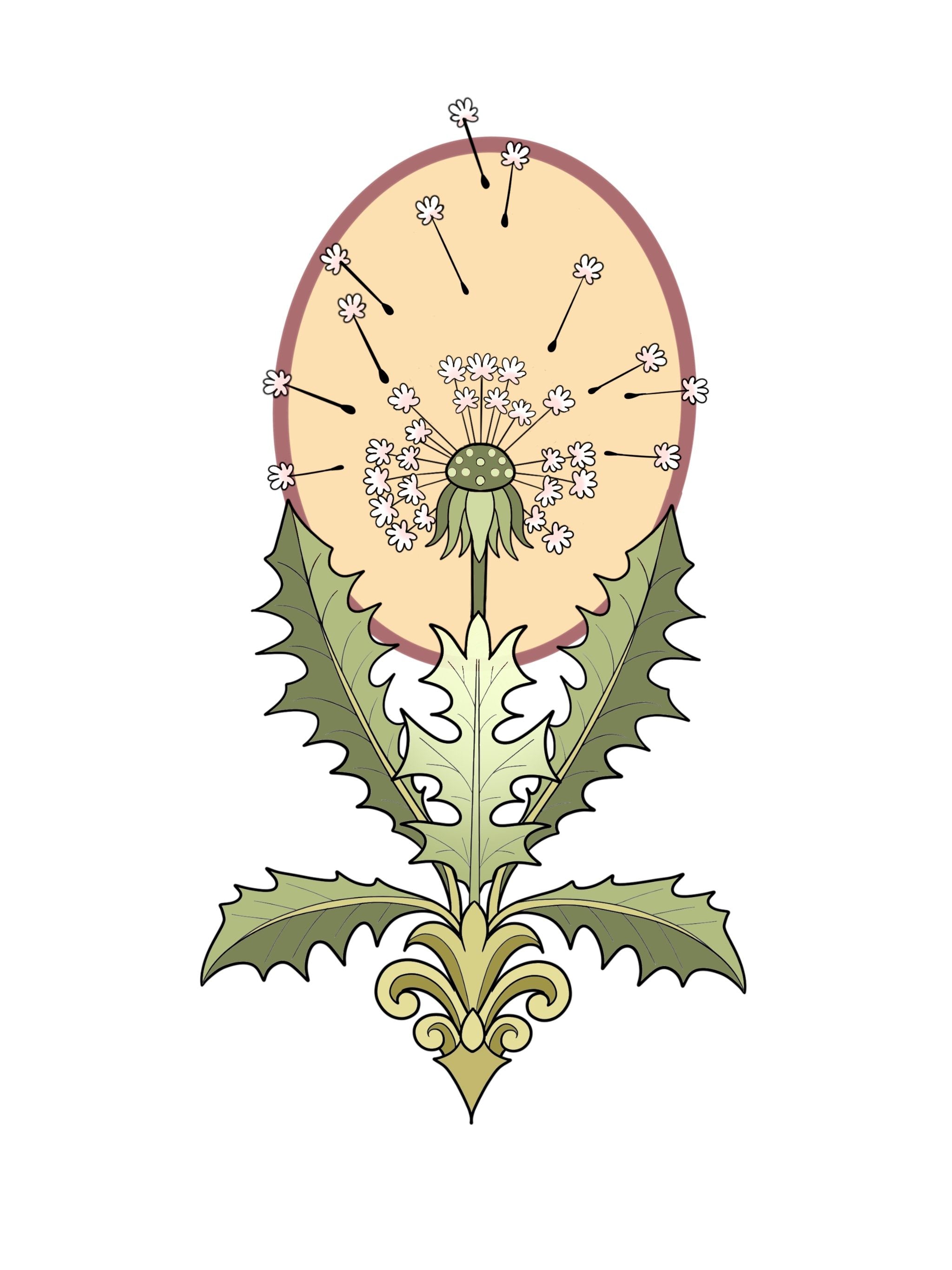 Dandelion flash design by Mel Perlman