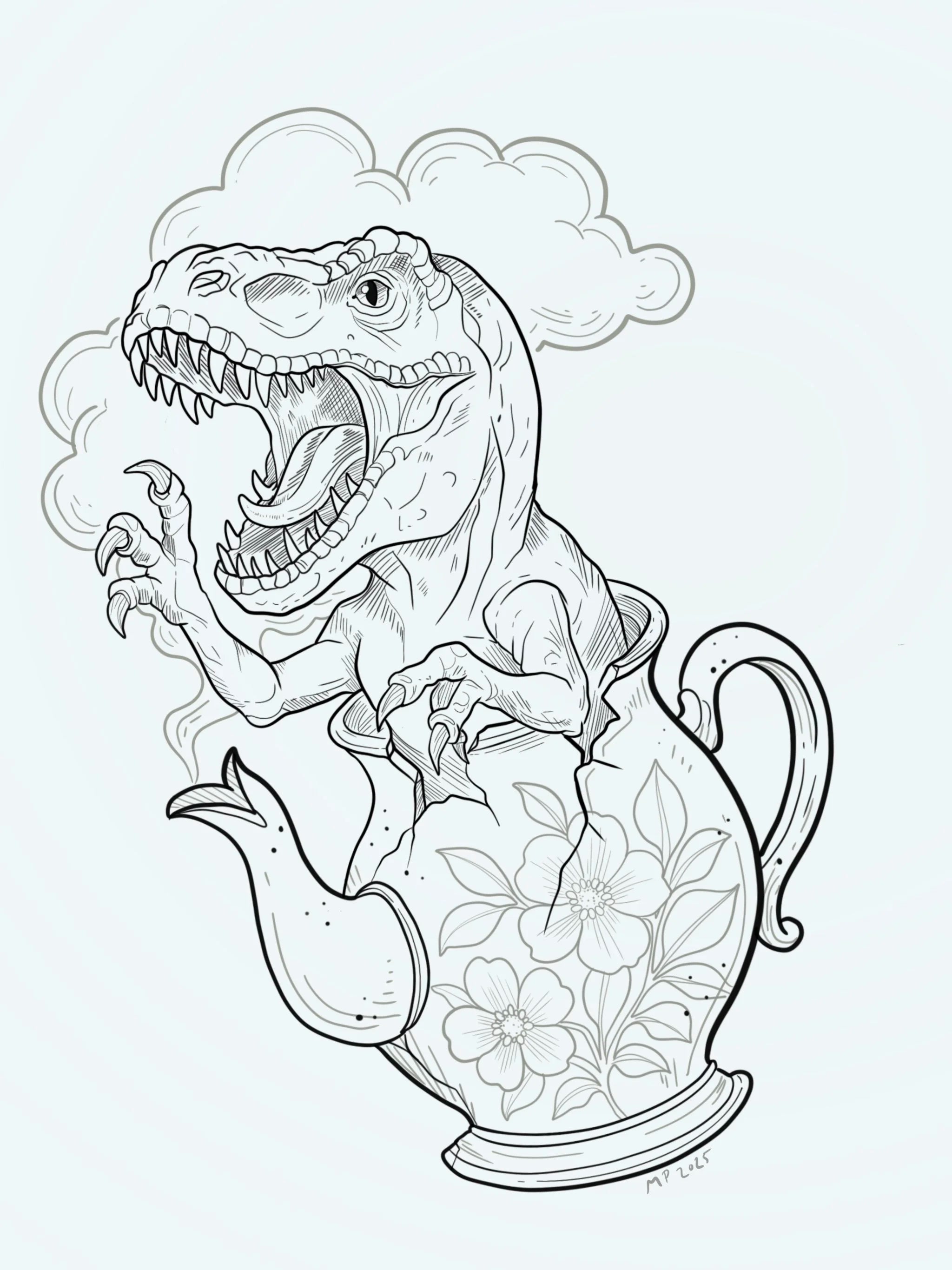 Dinosaur Teapot flash design by Mel Perlman
