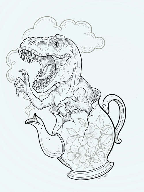 Dinosaur Teapot flash design by Mel Perlman