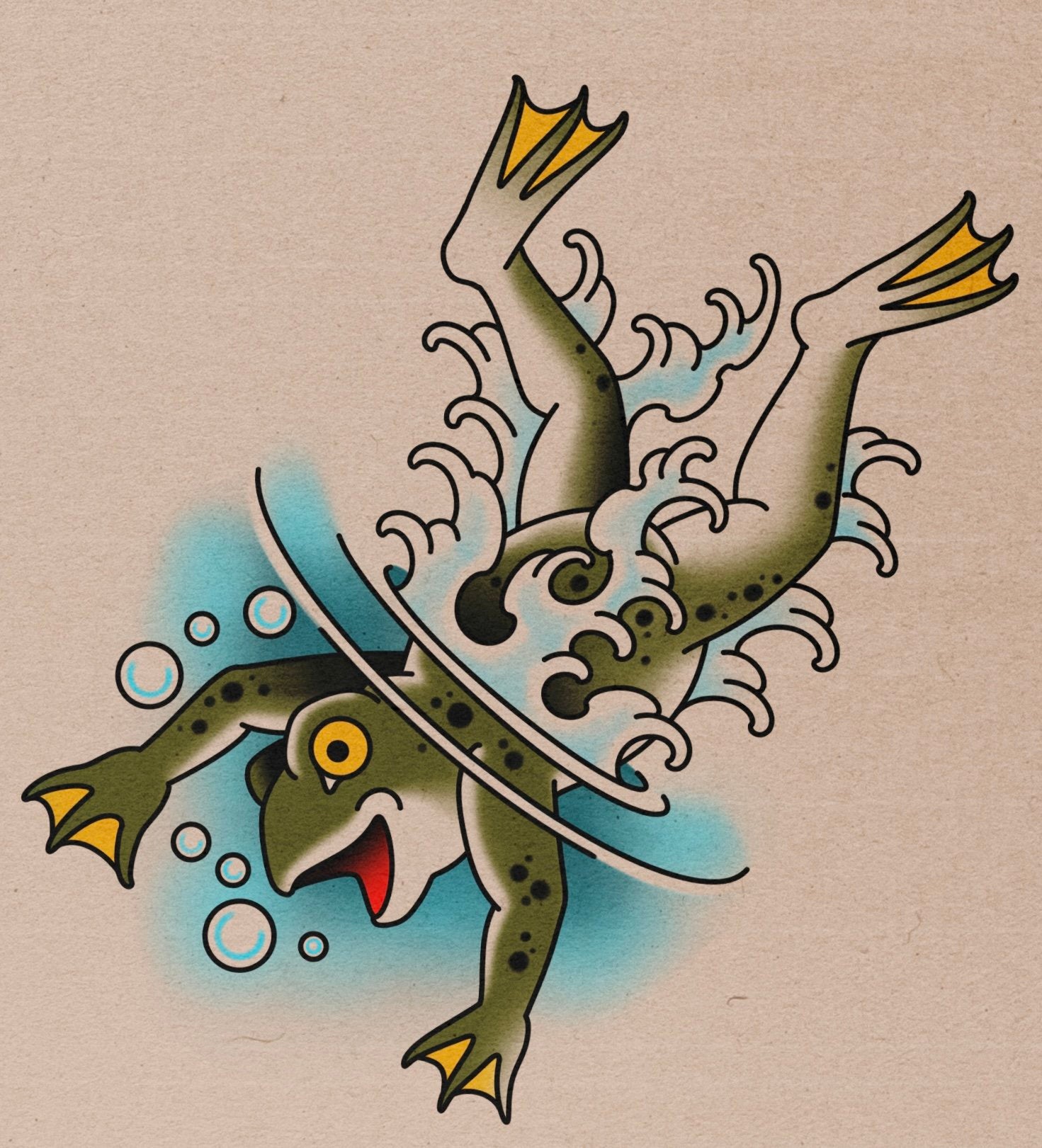 Diving Frog flash design by Lilith Jacobs