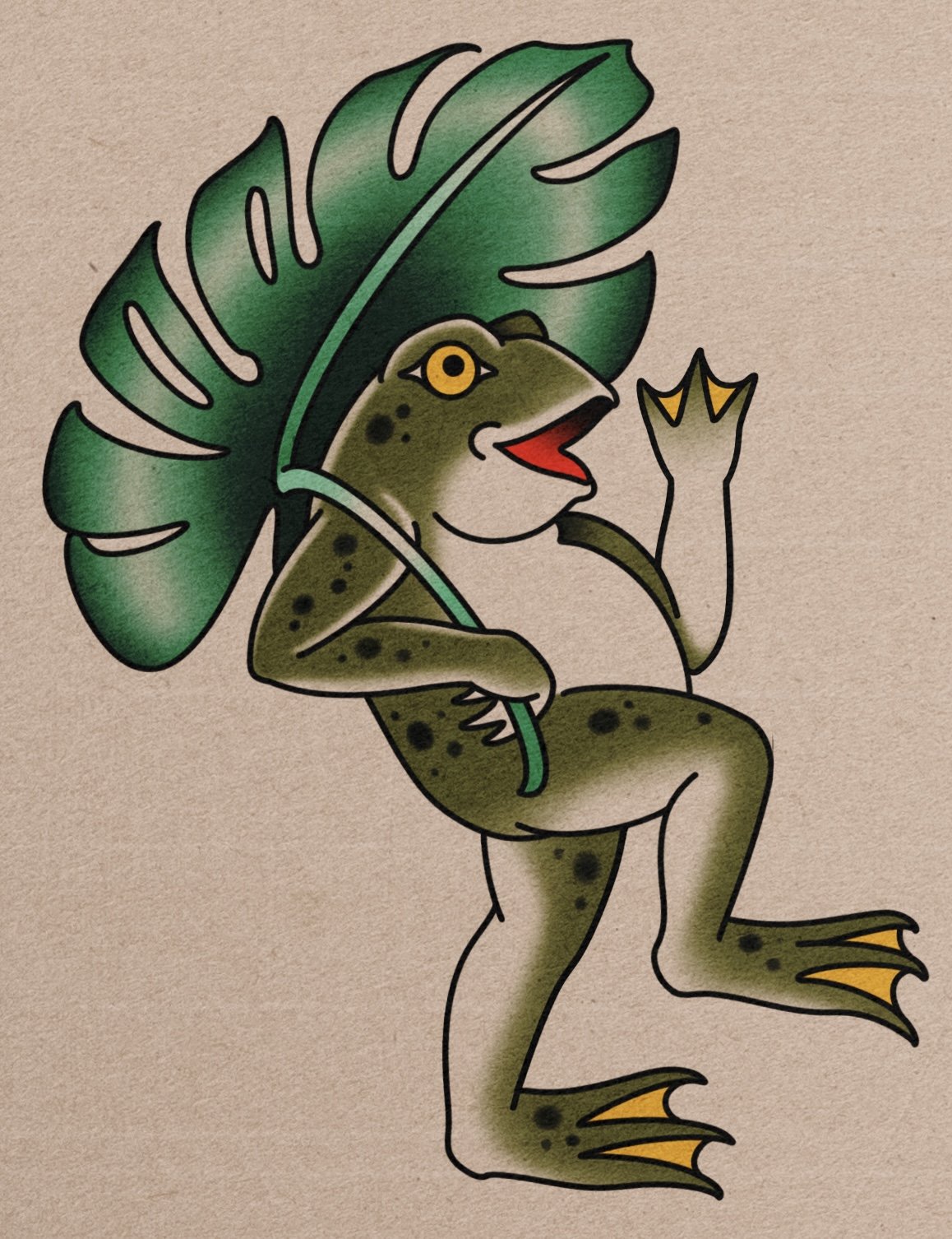 Leaf Umbrella Frog flash design by Lilith Jacobs