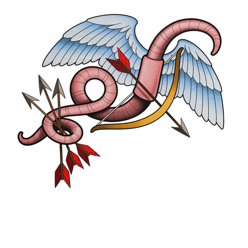 Worm Cupid flash design by Lilith Jacobs