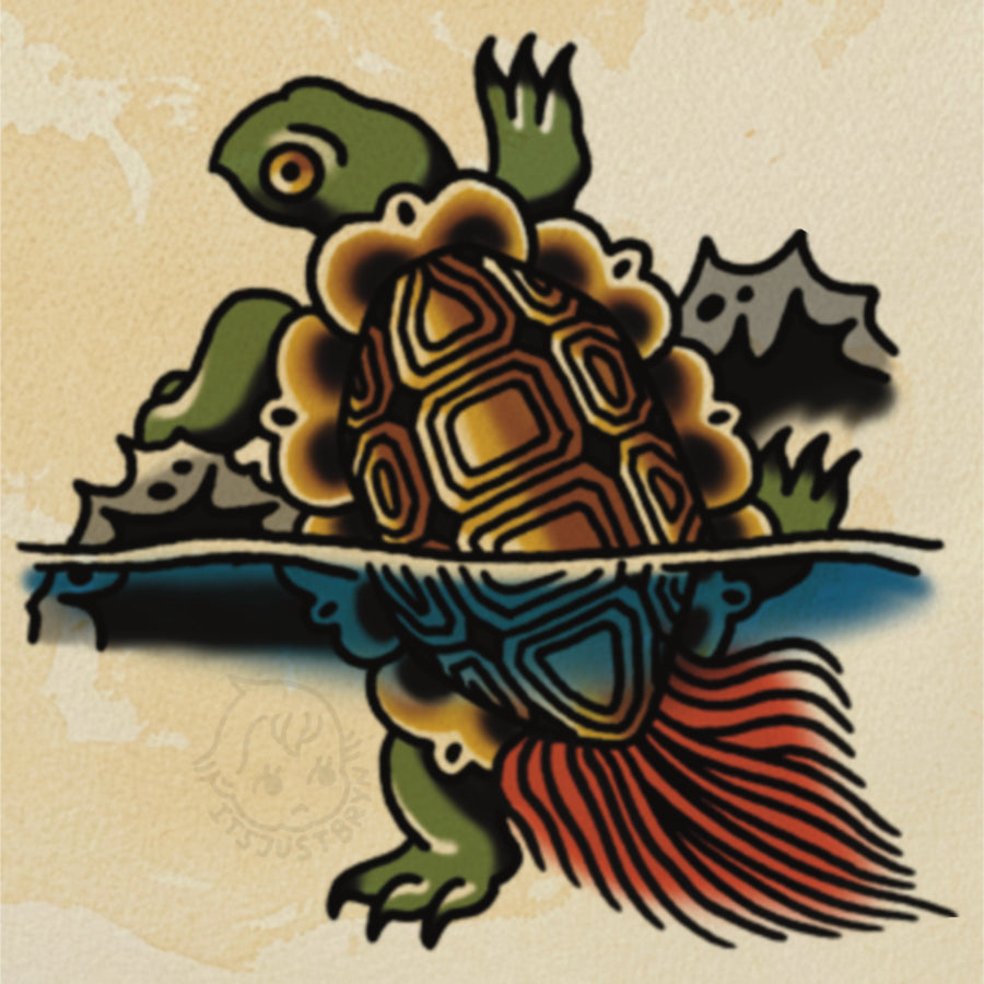 Rock Turtle flash design by Bryn Riihimaki