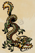 Striped Dragon flash design by Bryn Riihimaki