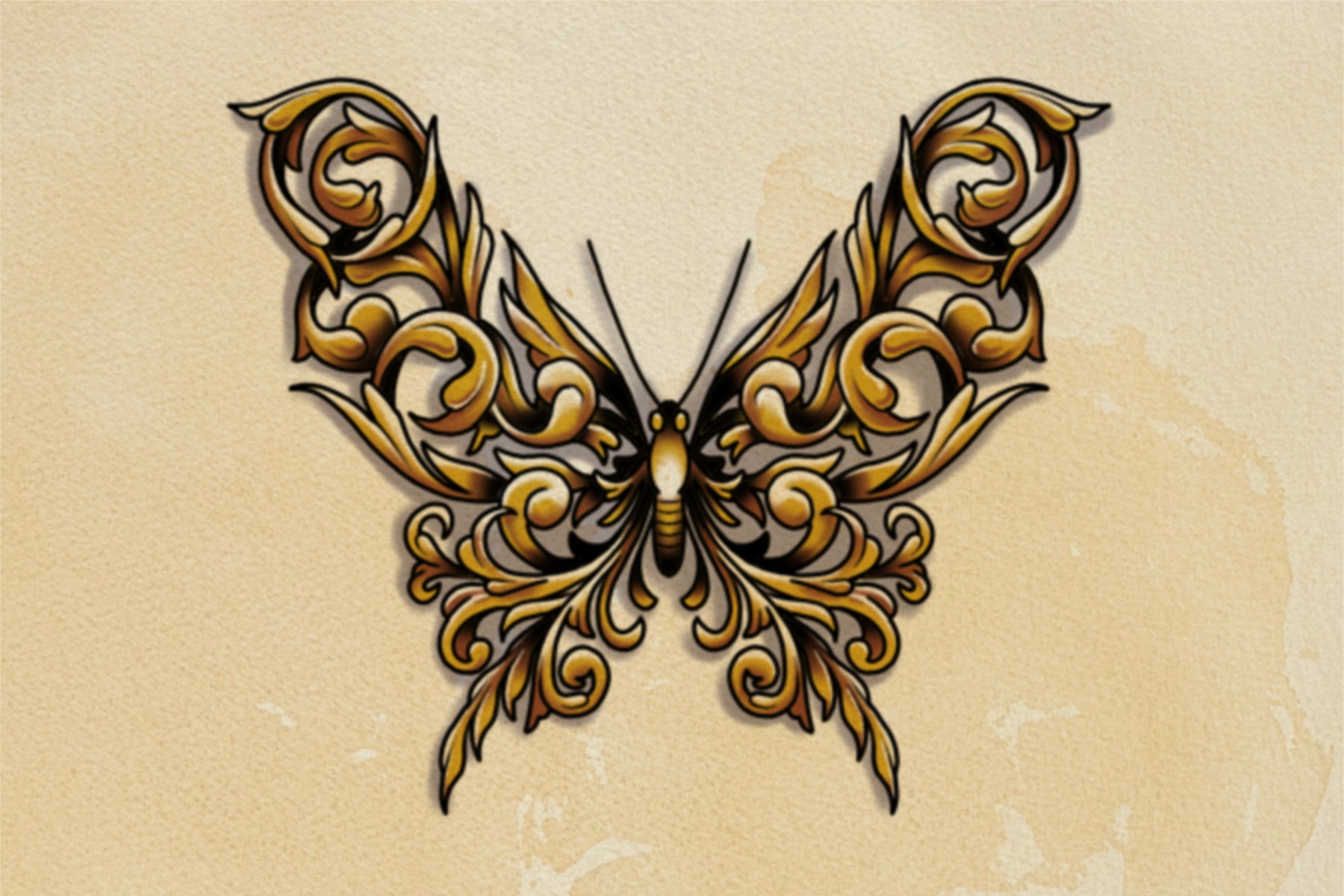 Ornamental Butterfly #1 flash design by Bryn Riihimaki