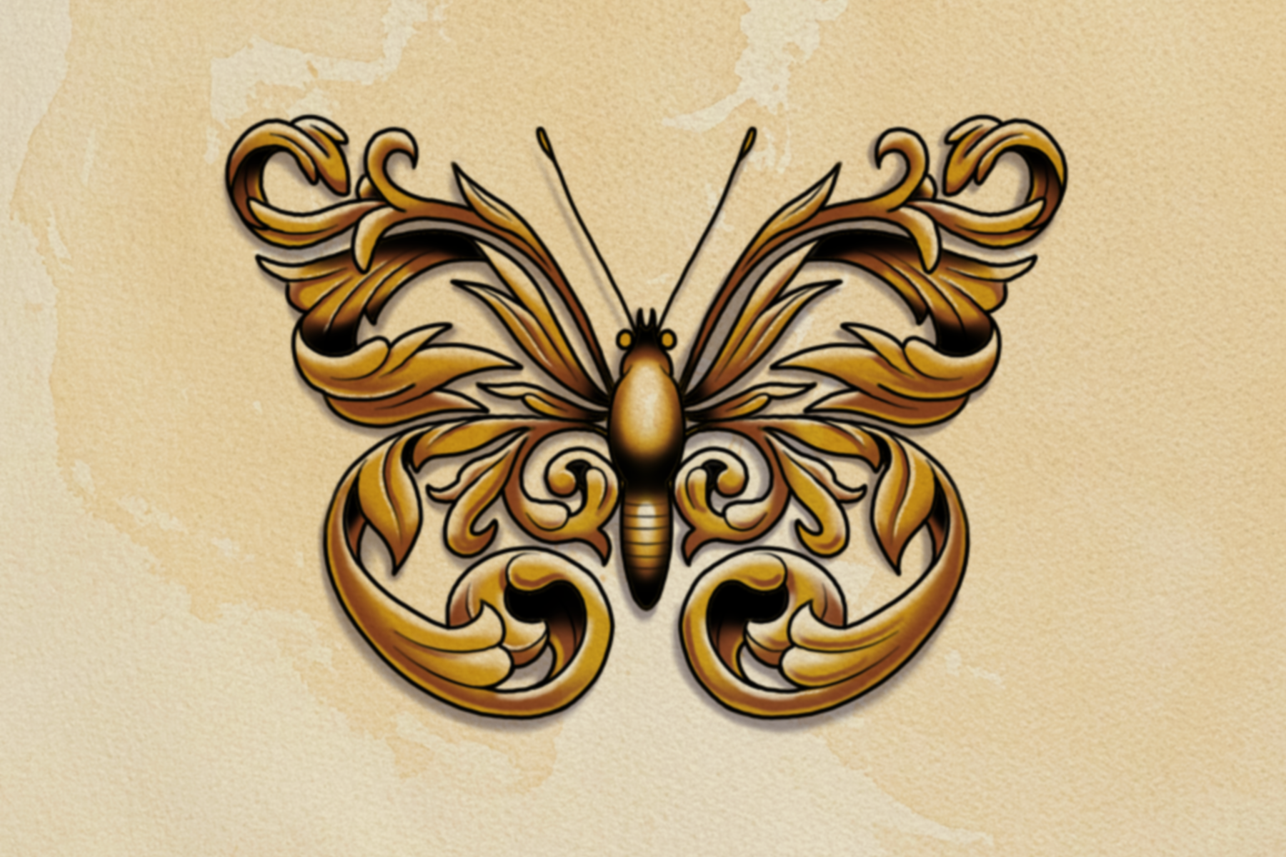 Ornamental Butterfly #2 flash design by Bryn Riihimaki