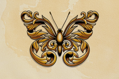 Ornamental Butterfly #2 flash design by Bryn Riihimaki
