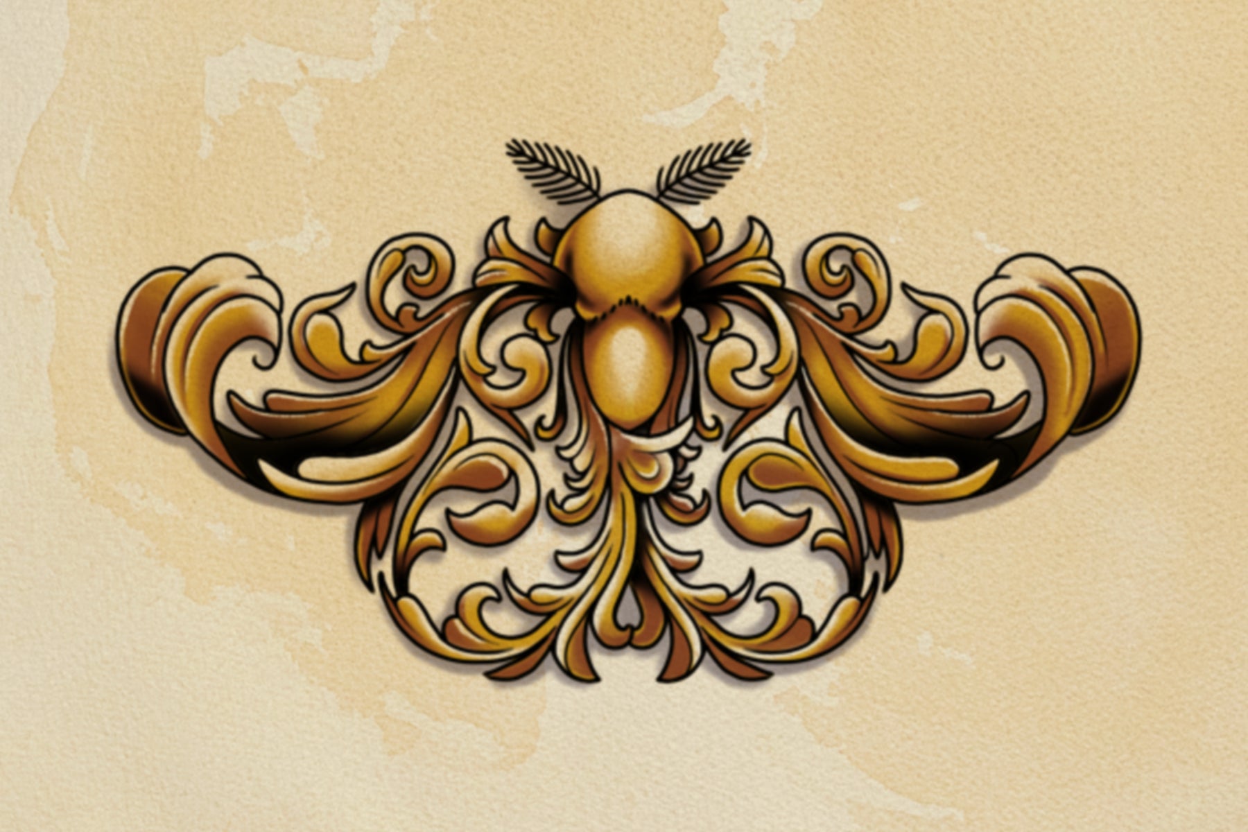 Ornamental Moth #1 flash design by Bryn Riihimaki