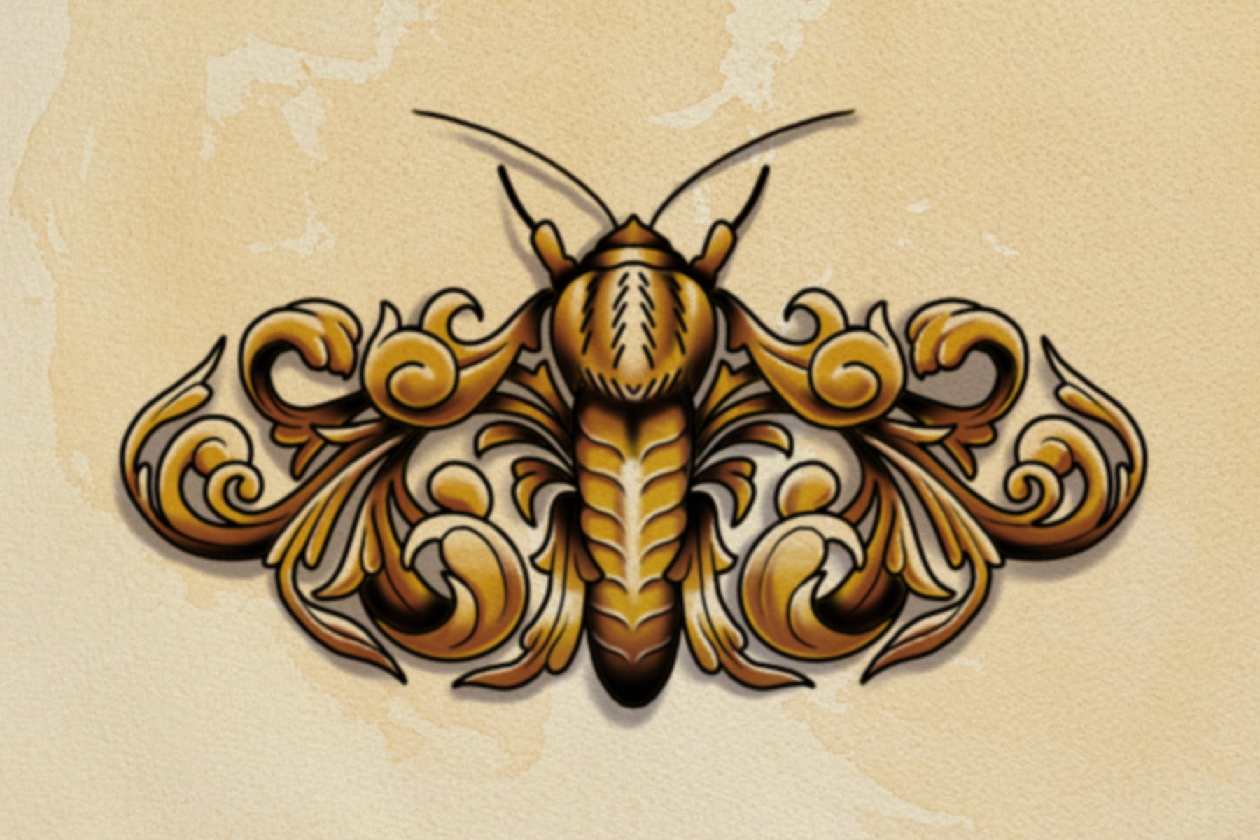 Ornamental Moth #2 flash design by Bryn Riihimaki