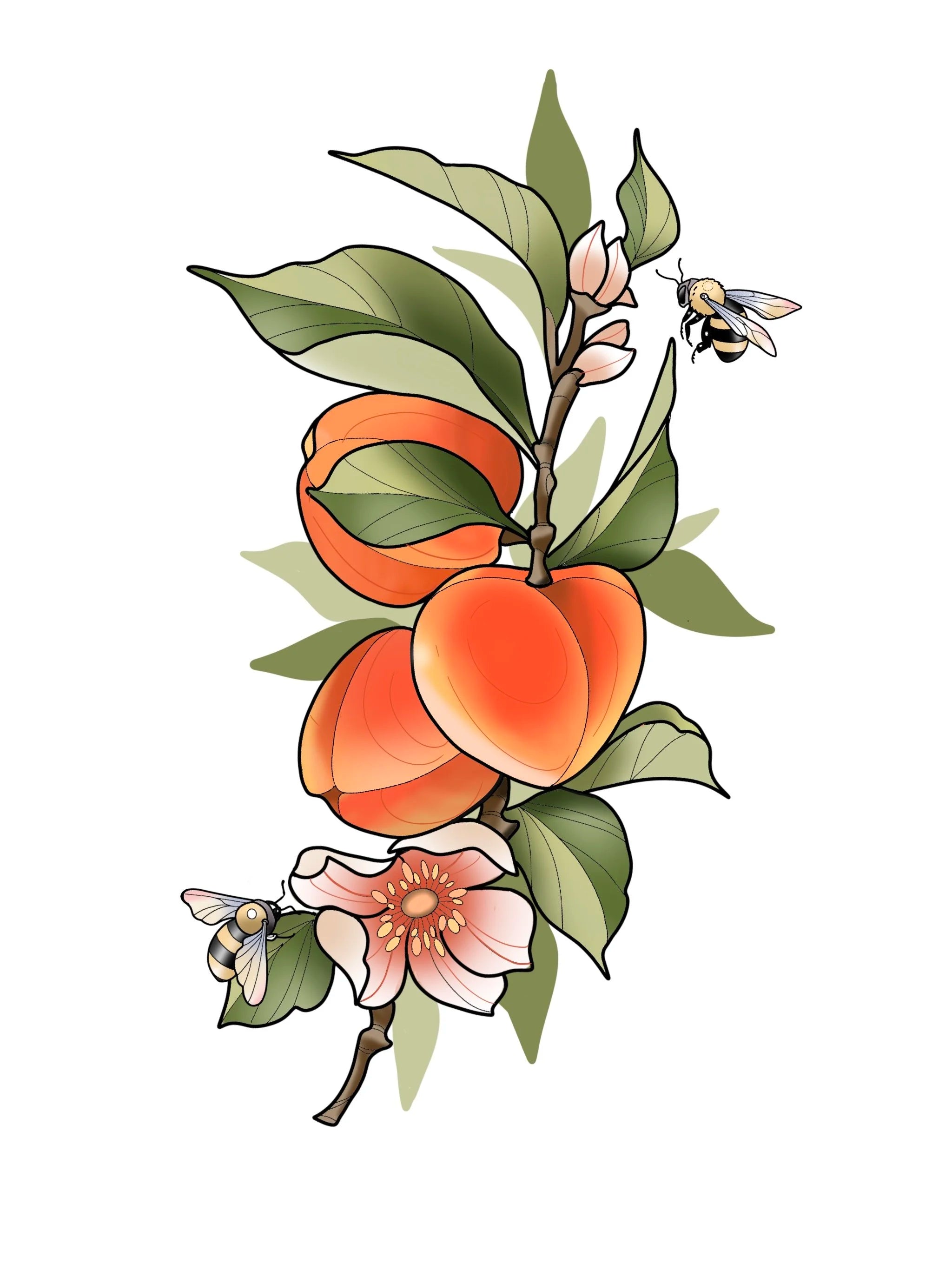 Peaches flash design by Mel Perlman