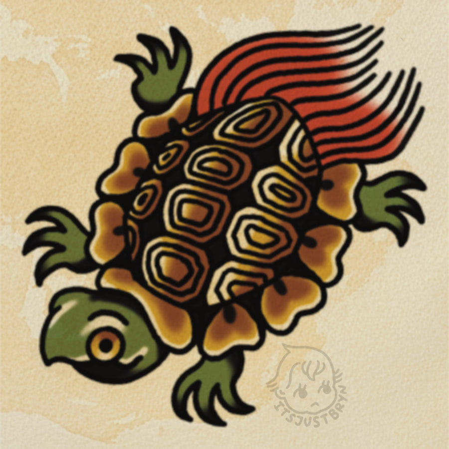 Petal Turtle flash design by Bryn Riihimaki