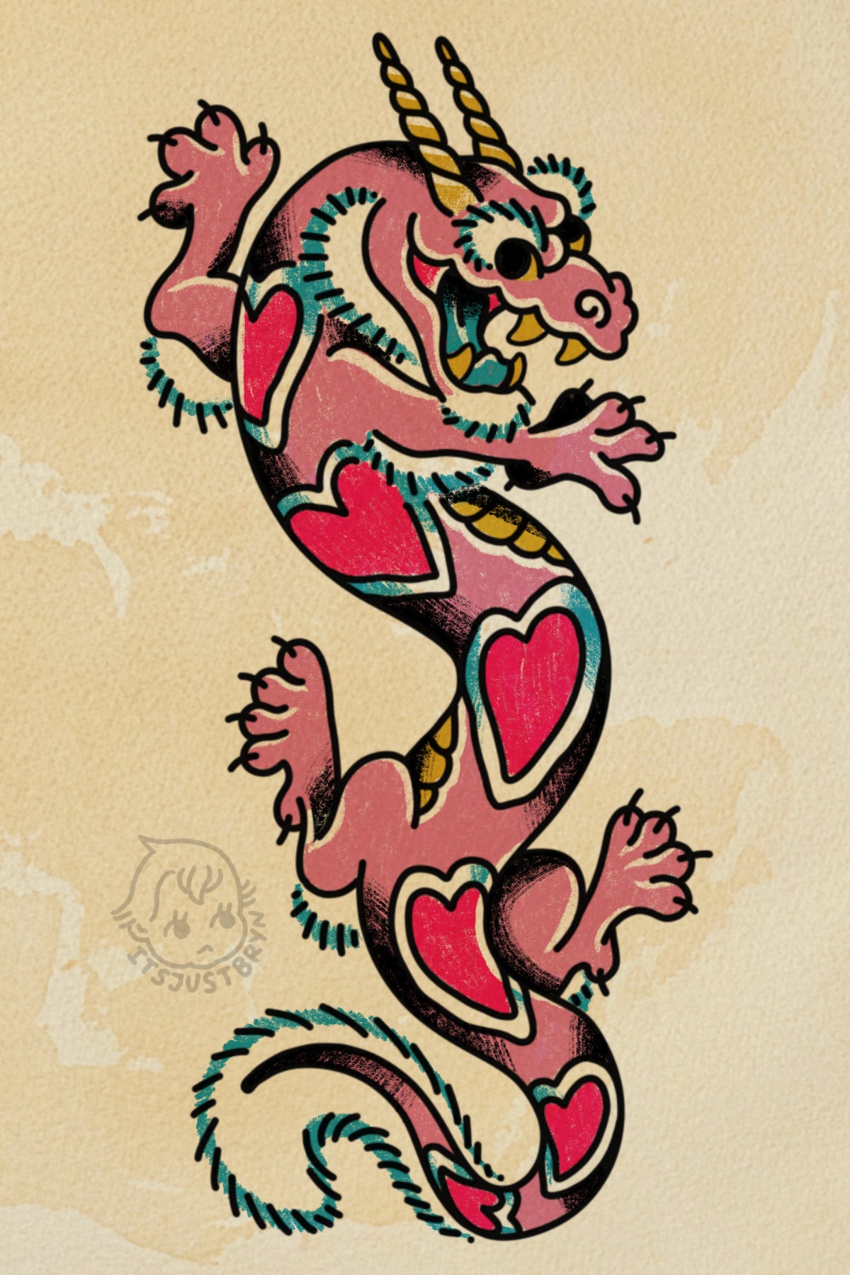 Pink Dragon flash design by Bryn Riihimaki
