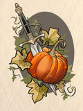 Dagger and Pumpkin flash design by Mel Perlman
