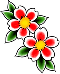 Red Cherry Blossom flash design by Brian Bennett