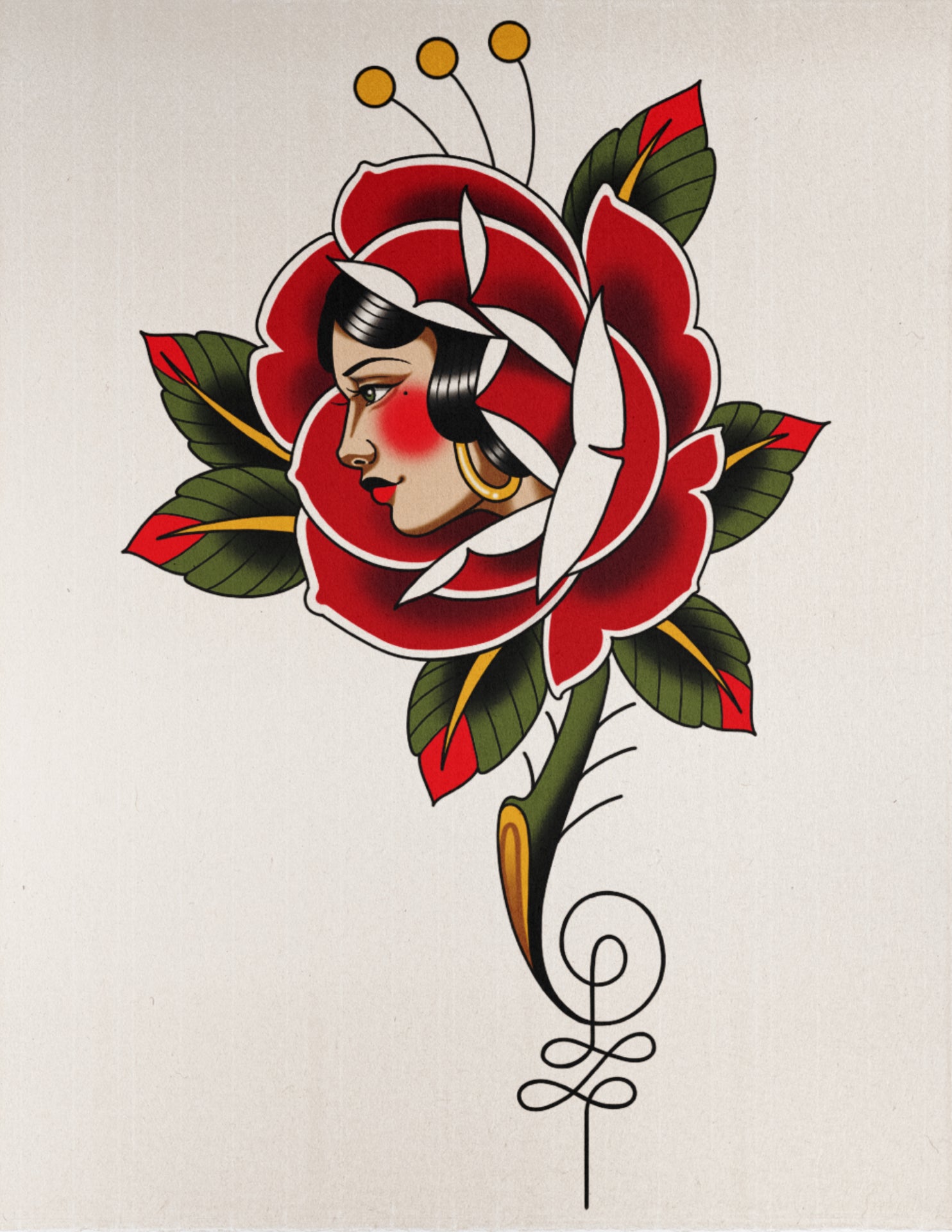 Rose Lady flash design by Lilith Jacobs