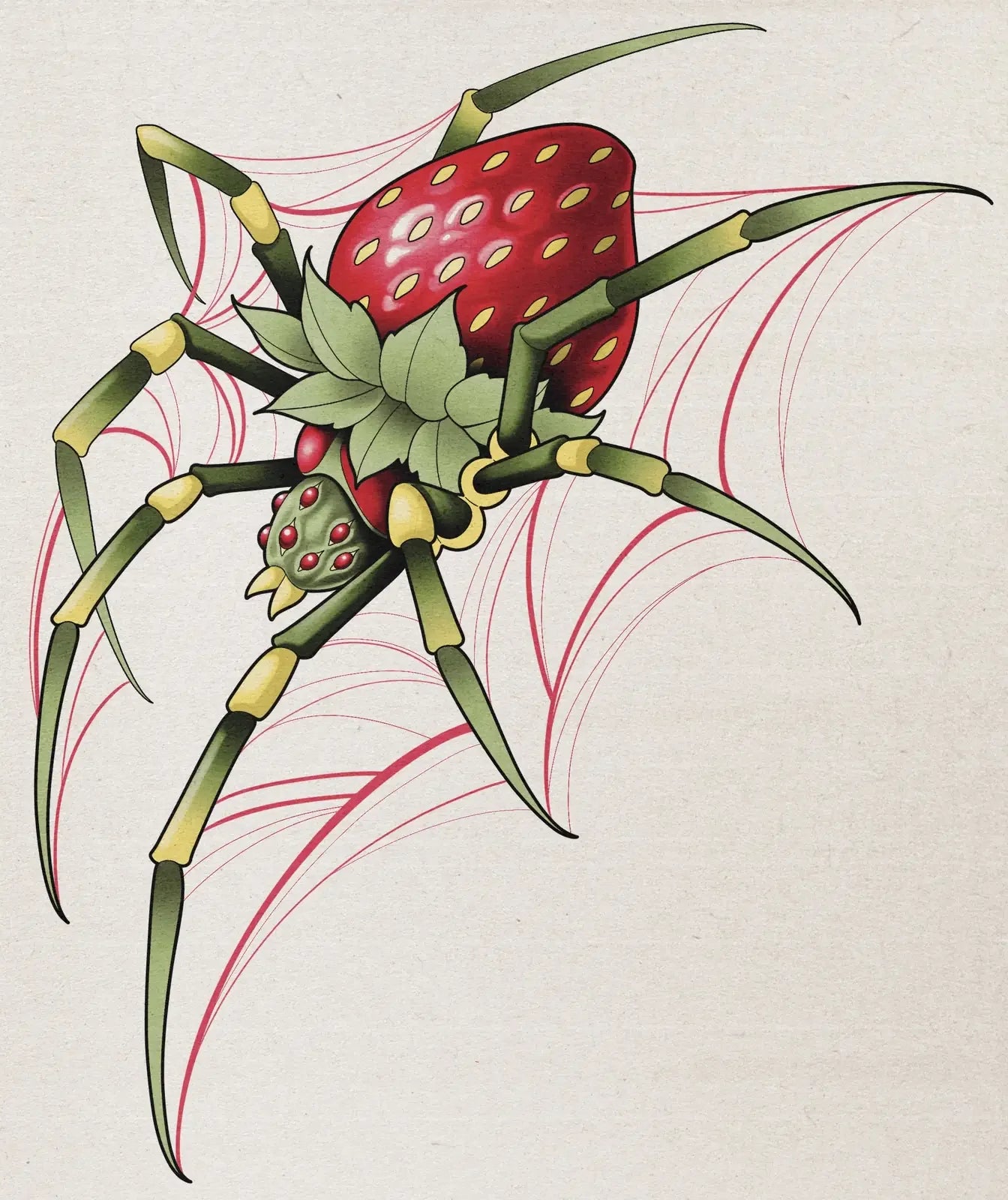 Strawberry Spider flash design by Lilith Jacobs