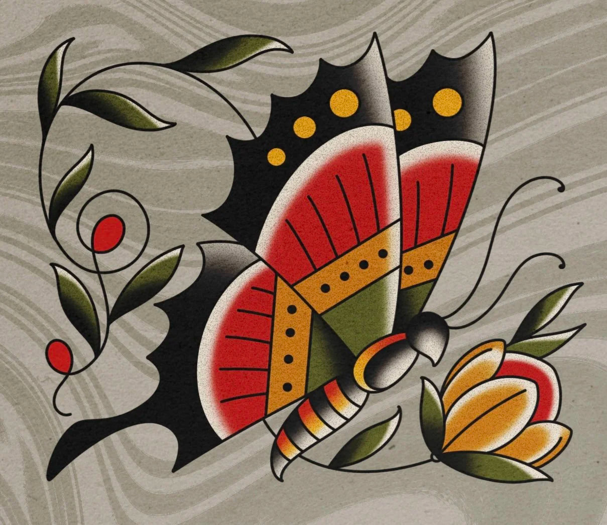 Traditional Butterfly flash design by Lilith Jacobs
