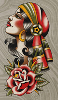 Traditional Ladyhead flash design by Lilith Jacobs