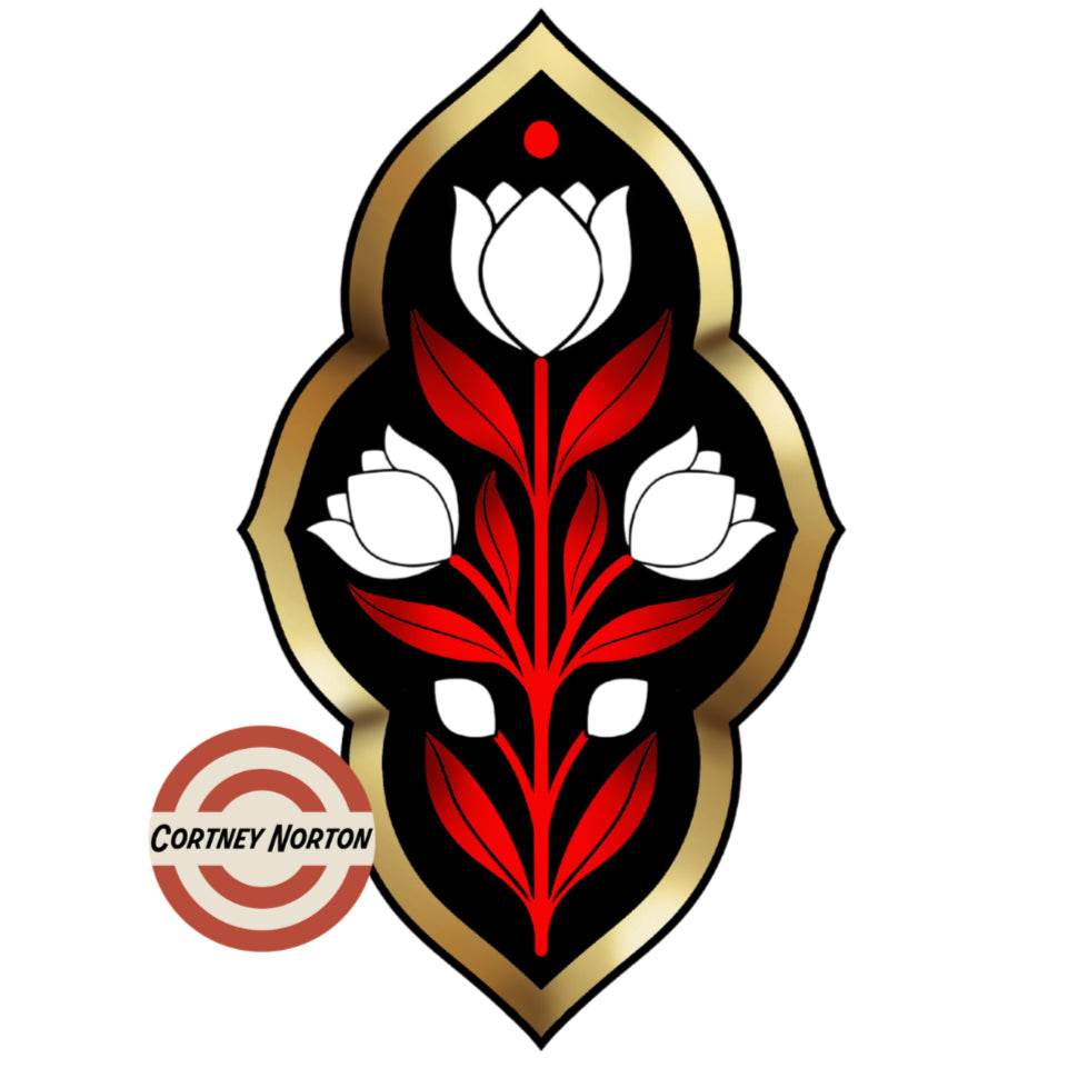 Red Framed Floral flash design by Cortney Norton