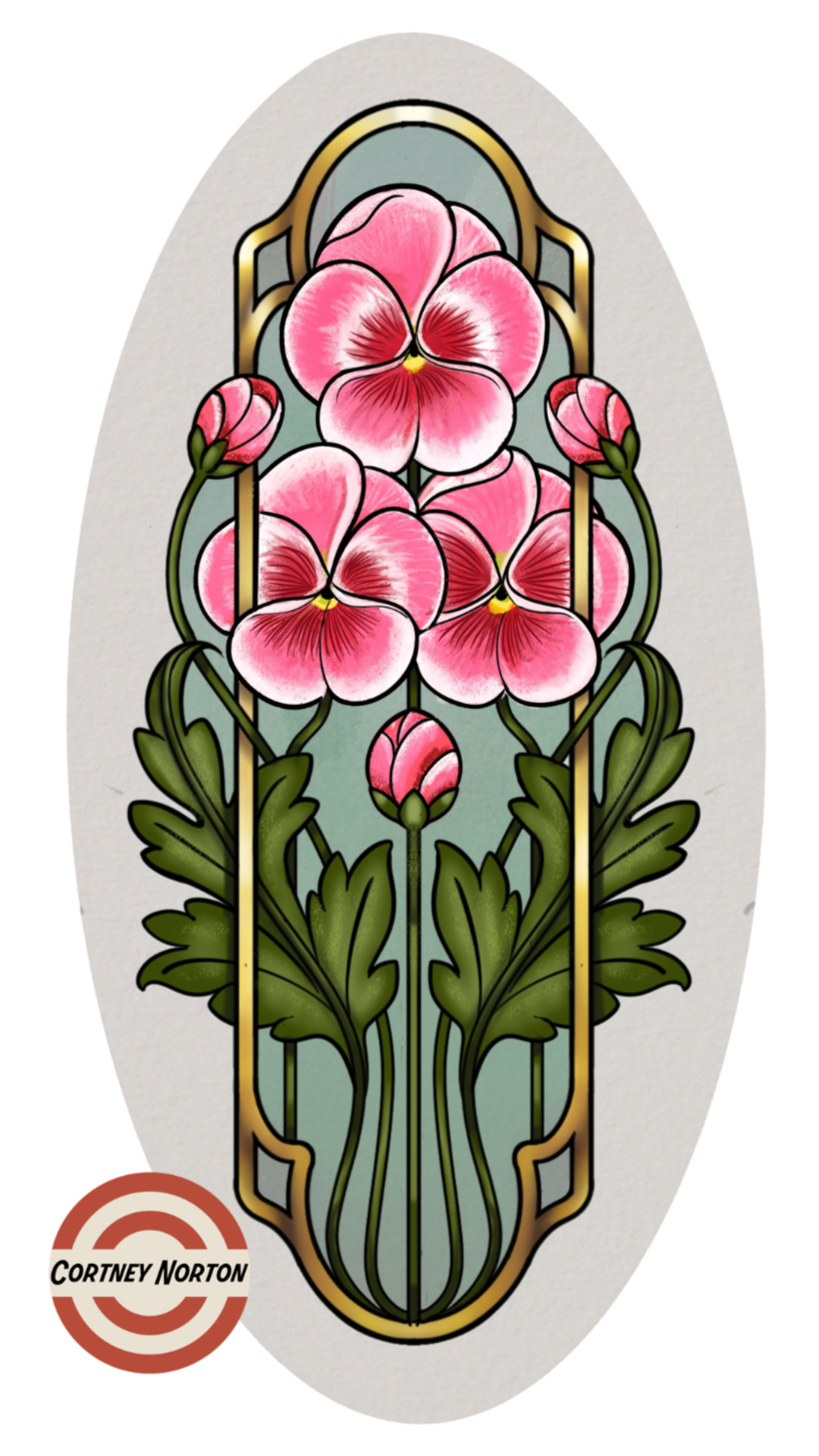 Pansies flash design by Cortney Norton