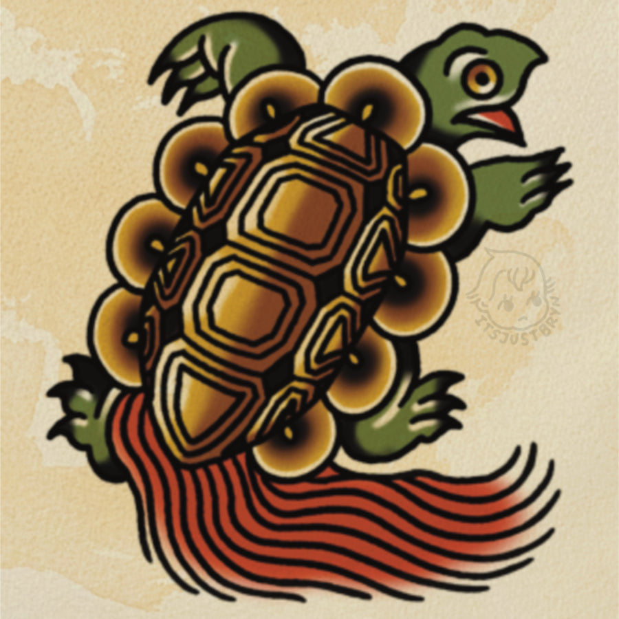 Yell Turtle flash design by Bryn Riihimaki