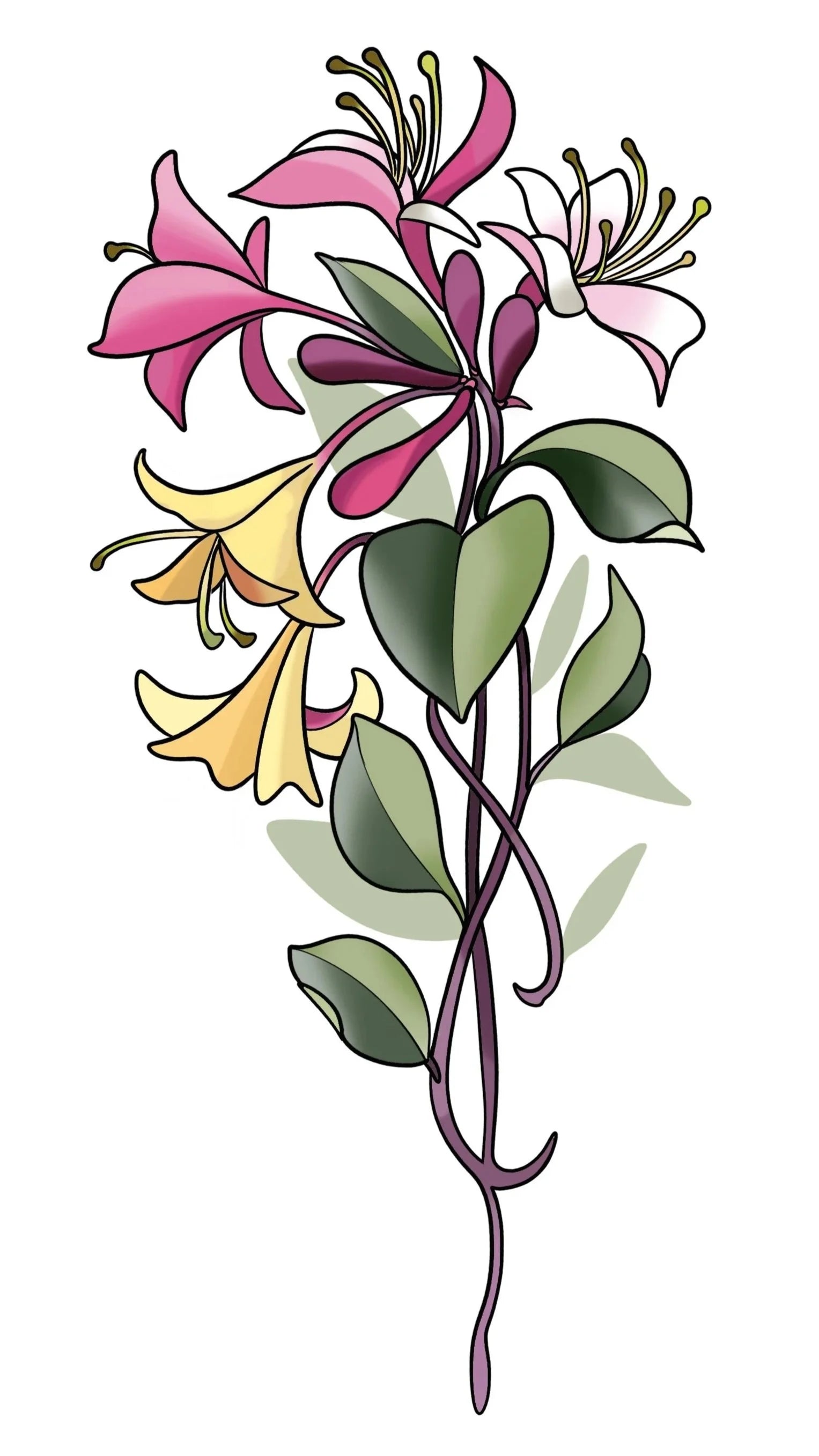 Honeysuckle flash design by Mel Perlman